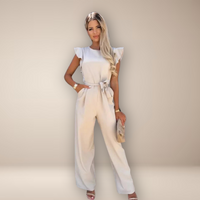 Rimora Cork | Classy Sleeveless Jumpsuit with Waist Tie – Summer & Evening Look