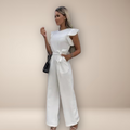 Rimora Cork | Classy Sleeveless Jumpsuit with Waist Tie – Summer & Evening Look