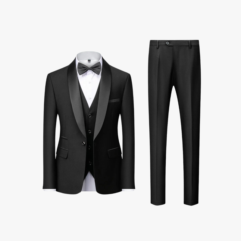 Rimora Cork | Black Tie & Gala Look - Luxury Slim Fit Men’s Tuxedo – Blazer, Waistcoat & Trousers