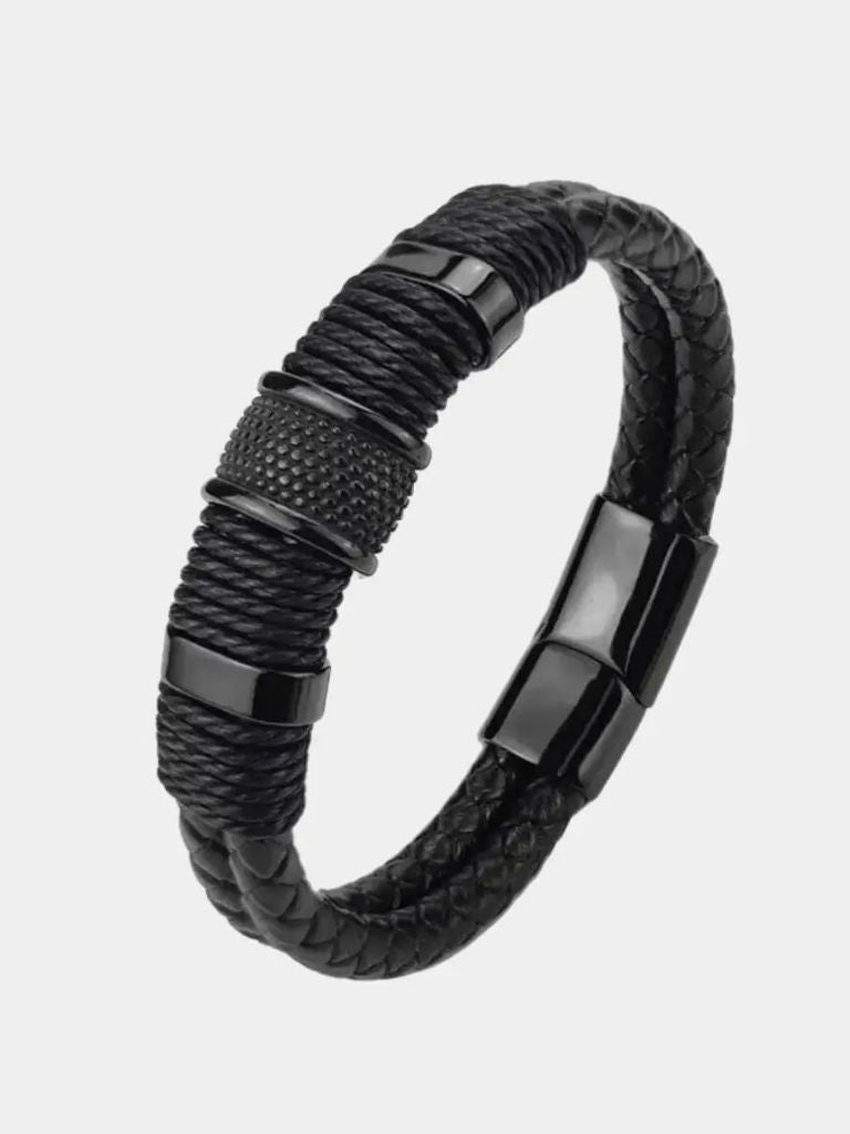 Rimora Cork Men Minimalist Leather Bracelet - Cross & Crown