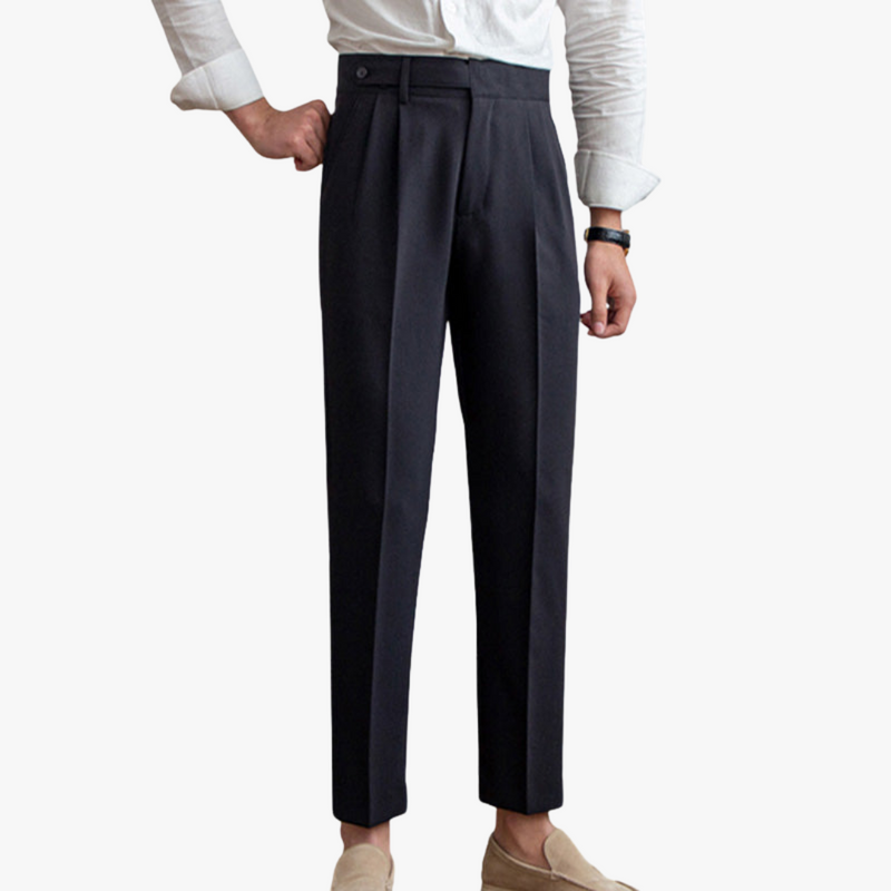 Rimora Cork | Men’s Pleated Cotton Trousers – High Waist Tailored Fit Pants