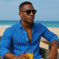 Rimora Cork | Men Slim Fit Blue Striped Shirt