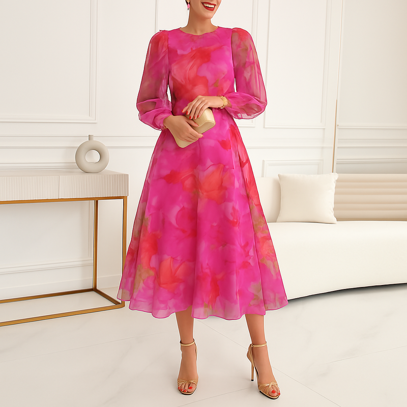 Rimora Cork | Women’s Floral A-Line Dress - Stylish Midi Dress for Events & Brunch
