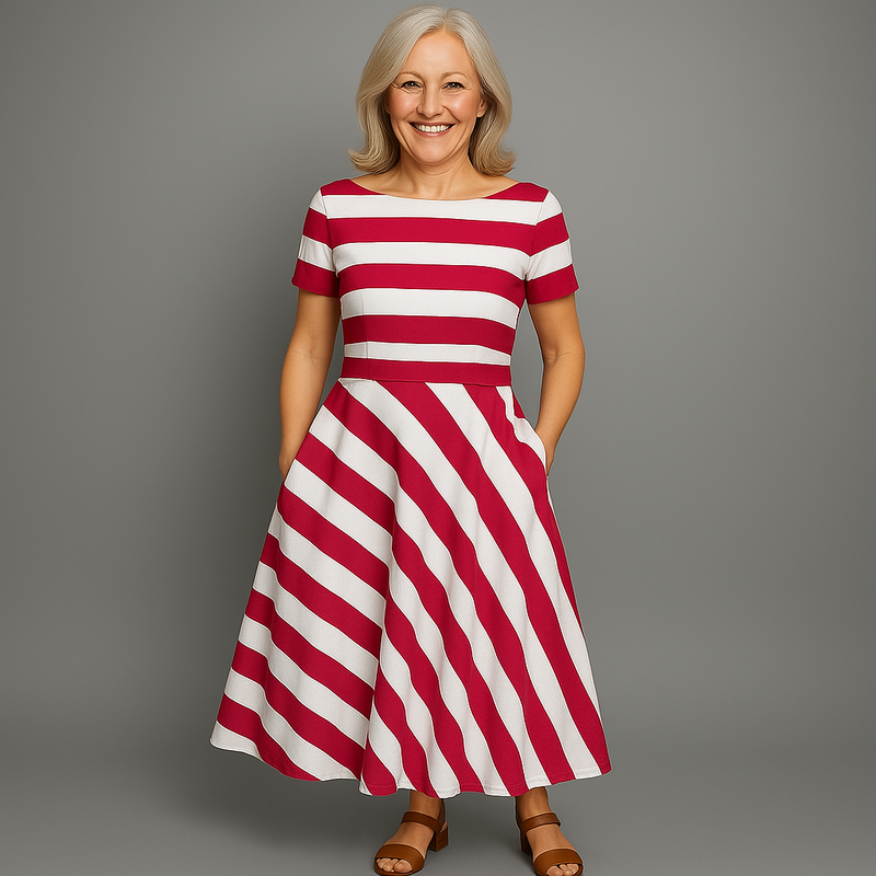 Rimora Cork | Casual Stripe Midi Dress for Women - Summer