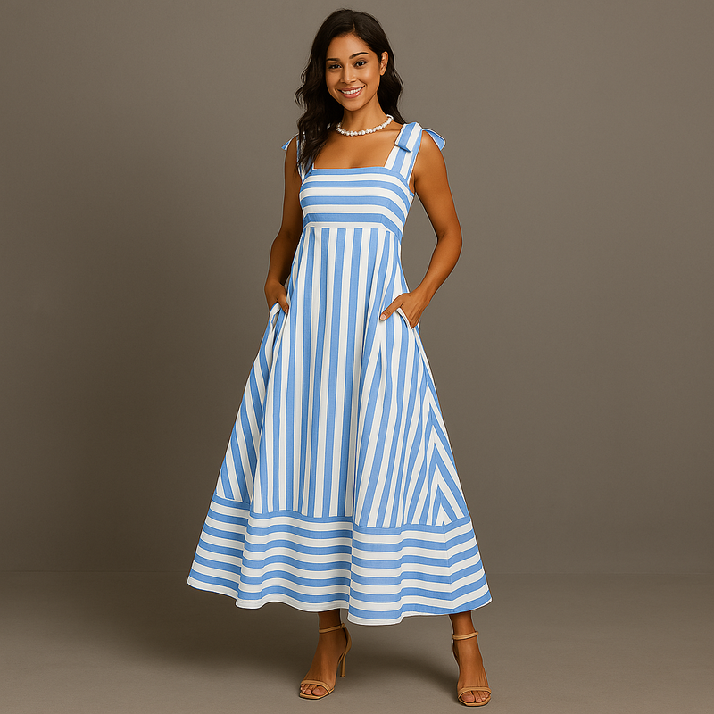 Rimora Cork | Women Summer Sleeveless Striped Maxi Dress