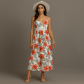 Rimora Cork | Women's 2025 Summer Short Sleeves Boho Floral Print Casual Long Maxi Dress
