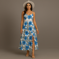 Rimora Cork | Women's 2025 Summer Short Sleeves Boho Floral Print Casual Long Maxi Dress