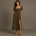 Rimora Cork | Boho Dress for Women Open Front Flower Cut Dresses for Women