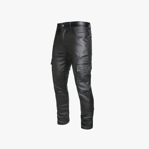Rimora Cork  | Men’s Black Coated Denim Cargo Trousers – Streetwear Punk Style