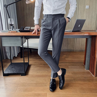 Rimora Cork  | Men’s Pleated British Cotton Trousers – High Waist Tailored Fit Pants - Business