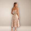 Rimora Cork  | Women Midi Dress Soft Pastel Garden Party Dress – Elegant Floral Print