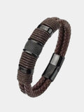 Rimora Cork  Men Minimalist Leather Bracelet -  Cross & Crown