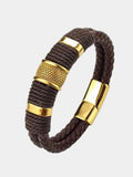 Rimora Cork  Men Minimalist Leather Bracelet -  Cross & Crown