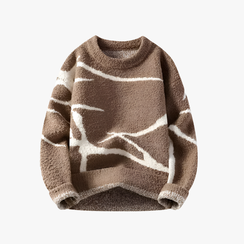 Rimora Cork  | Abstract Print Teddy Fleece Jumper for Men – Streetwear Style