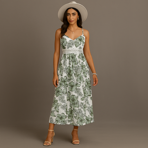 Rimora Cork  | Women's 2025 Summer Short Sleeves Boho Floral Print Casual Long Maxi Dress